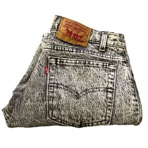 Levi's Black and White Acid Wash Straight Jeans